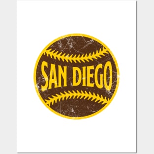 San Diego Retro Baseball - White Posters and Art